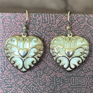 Sterling silver mother of pearl heart earrings